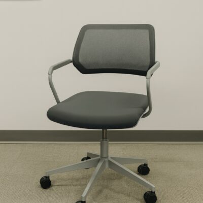 #134 Grey Mesh Office Chair with Silver Base and Casters