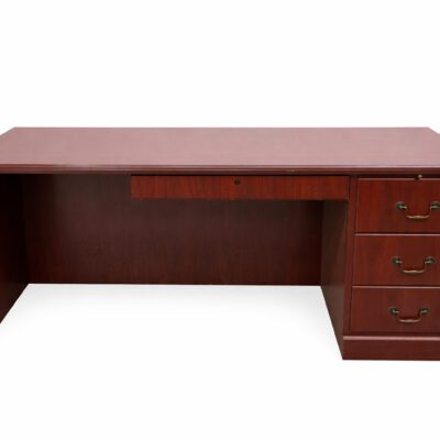 Wood Desk With Three Drawer Pedestal