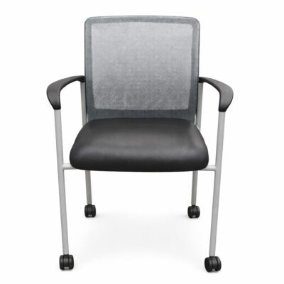 #506 Allseating Gray Mesh Office Guest Chair with Black Cushion