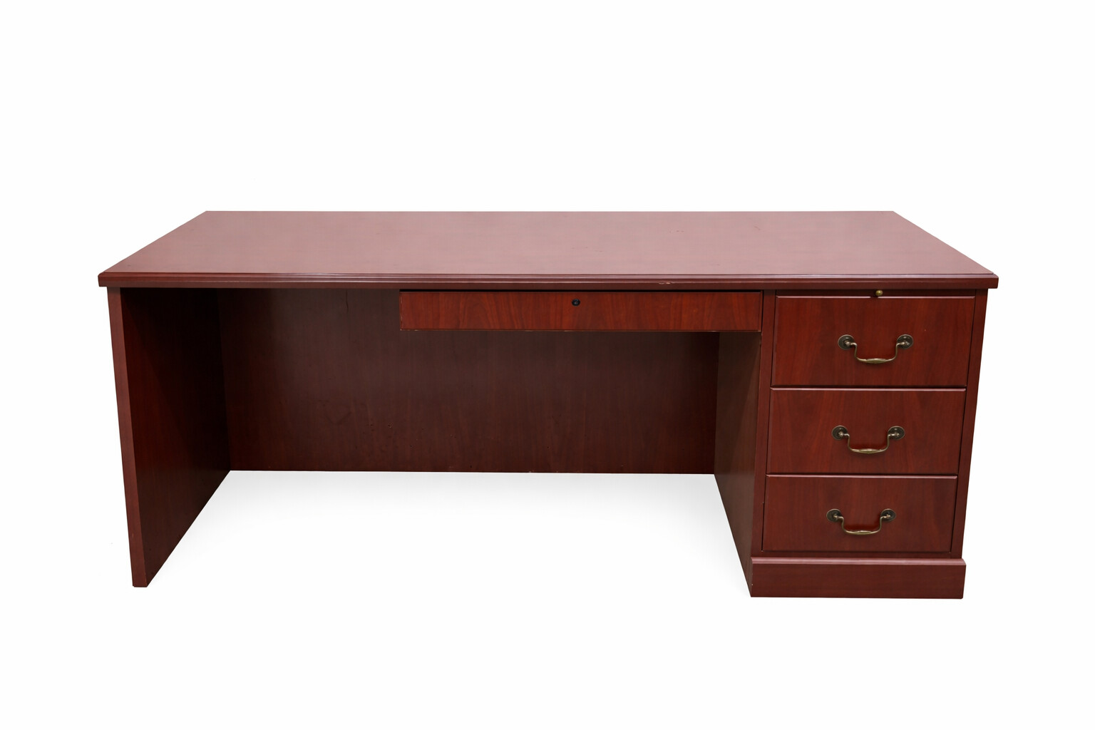 Wood Desk With Three Drawer Pedestal